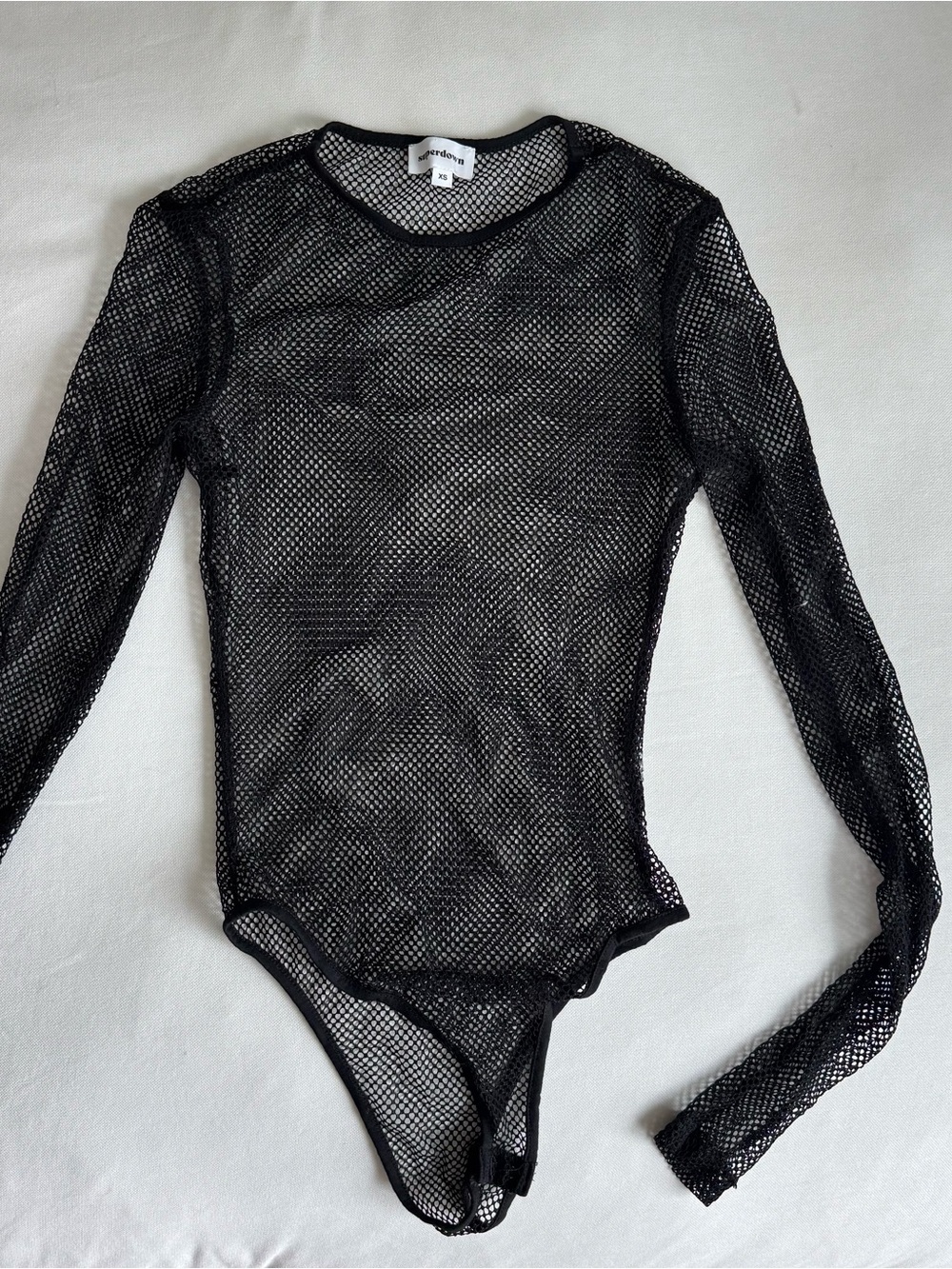 superdown Black Long Sleeve Fishnet Bodysuit